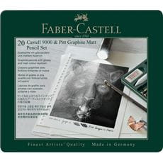 Faber-Castell - Crayons Pitt Graphite Matt et Castell 9000, boîte métal