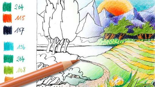 Colouring pages (advanced): Landscape