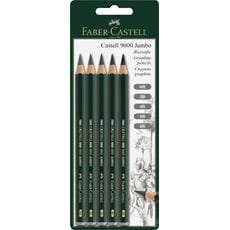 Faber-Castell - Crayons graphite Castell 9000 Jumbo, blister de 5