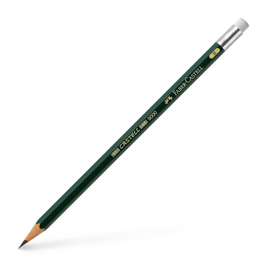 Faber-Castell - Crayon graphite Castell 9000 B bout gomme