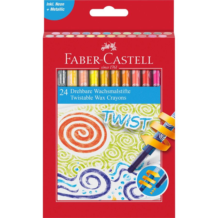 Faber-Castell - Twistable Wax Crayons en carton de 24