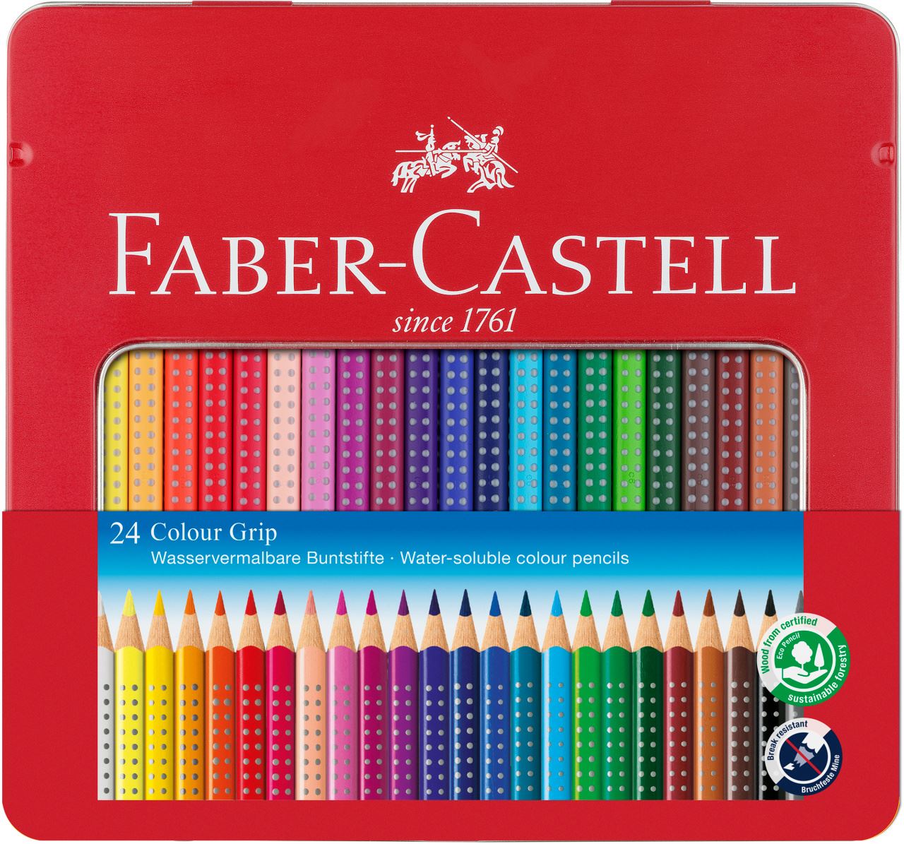 Faber-Castell 117524 Crayons de couleur Albrecht Dürer boîte métal de 24 & 183800 Taille-crayon GRIP 2001 Trio argent 