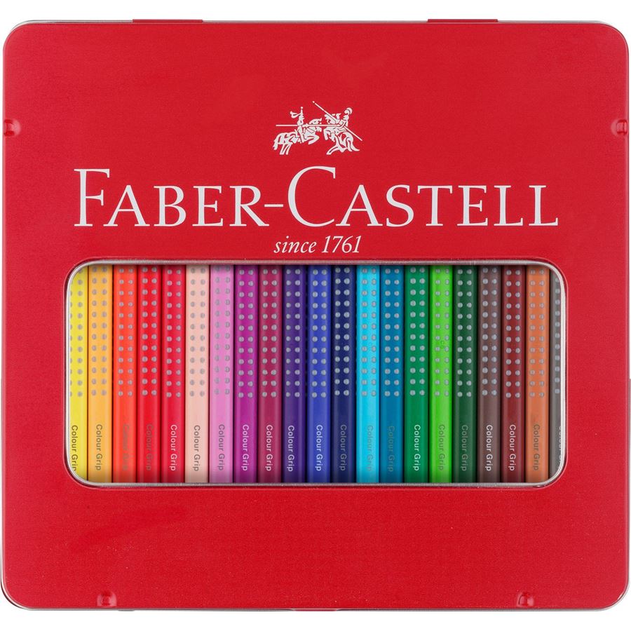 Faber-Castell - Crayon de couleur Colour Grip boîte métal de 24