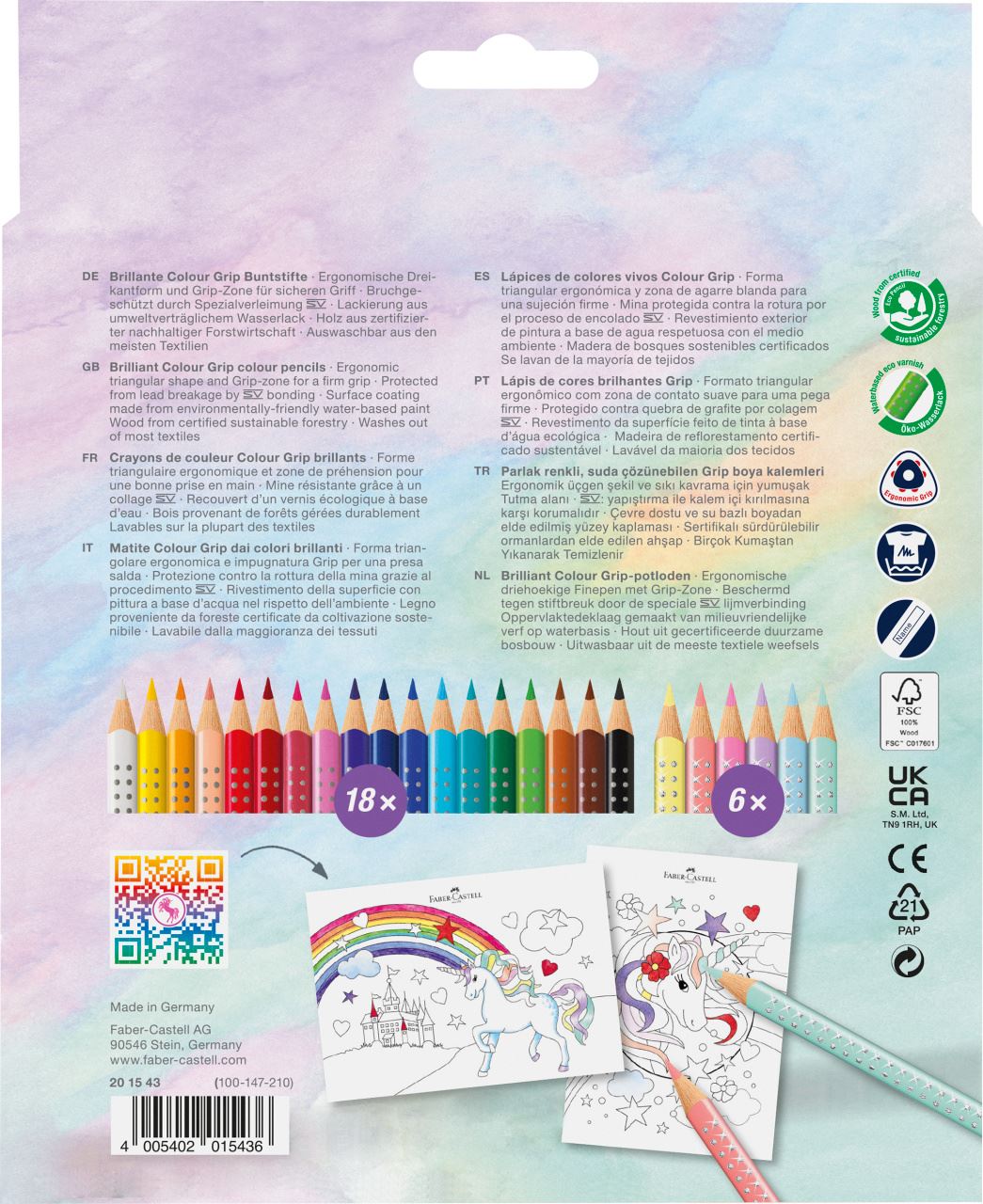 Faber-Castell - Crayon Colour Grip licorne 18 +6