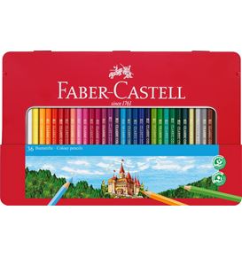 Faber-Castell - Boîte métal x36 crayons de couleur hexagonaux