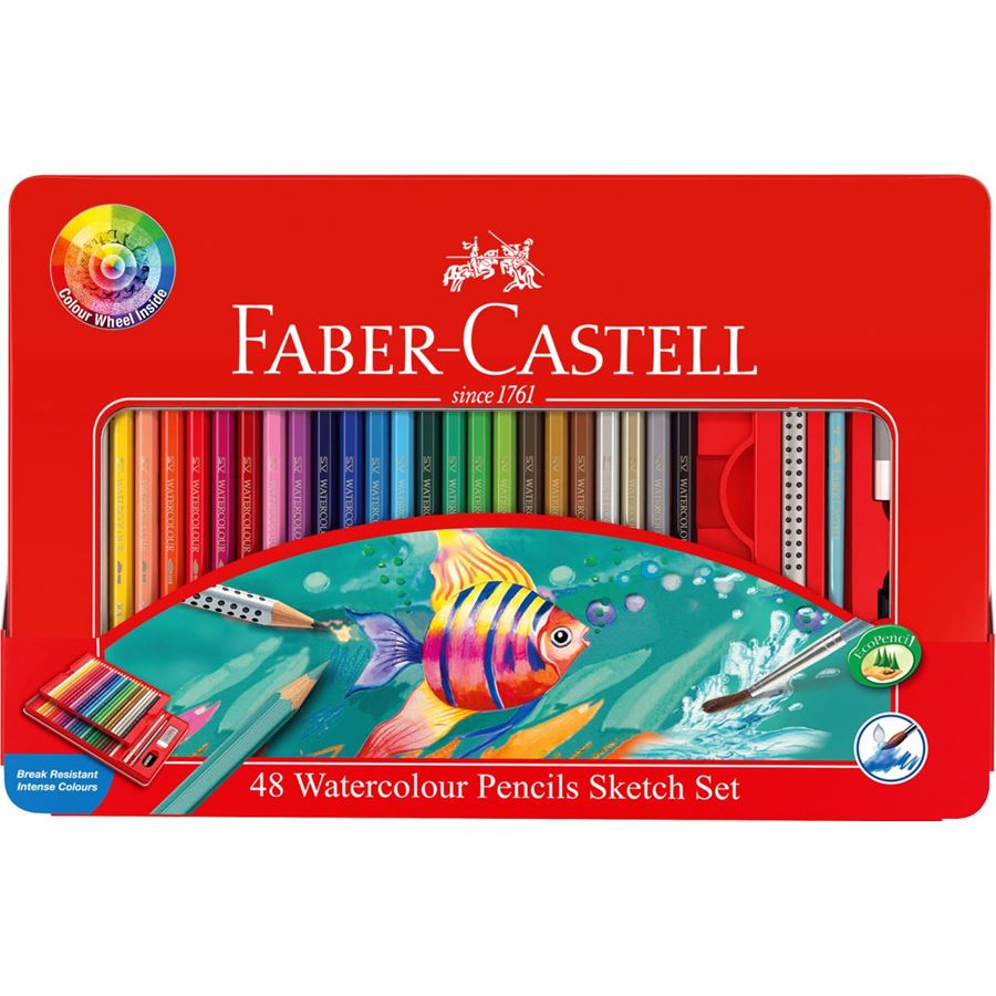 Faber-Castell - Boîte métal crayons aquarellables x 48