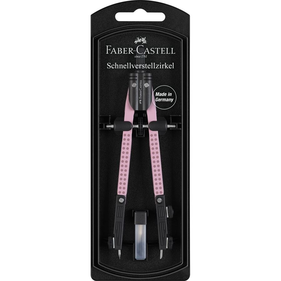 Faber-Castell - Compas à réglage rapide Grip, 3,5mm, rose shadows