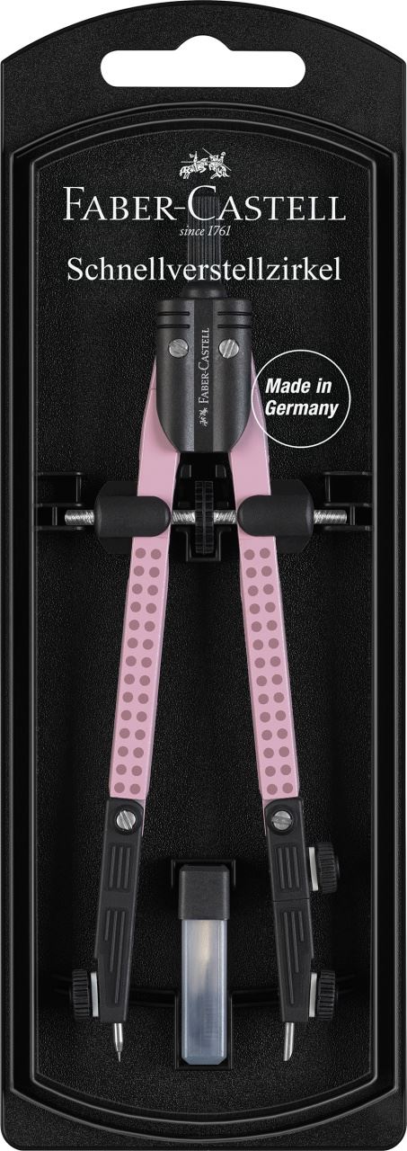 Faber-Castell - Compas à réglage rapide Grip, 3,5mm, rose shadows