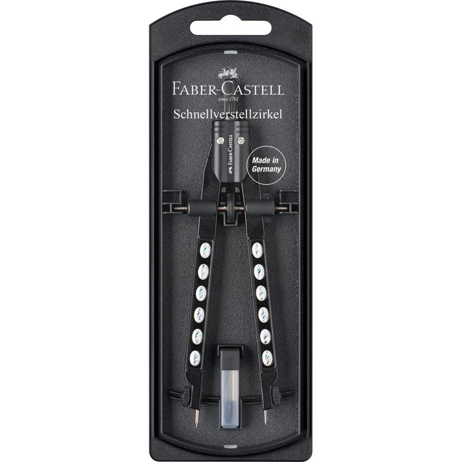Faber-Castell - Compas à réglage instantané Factory chrome black