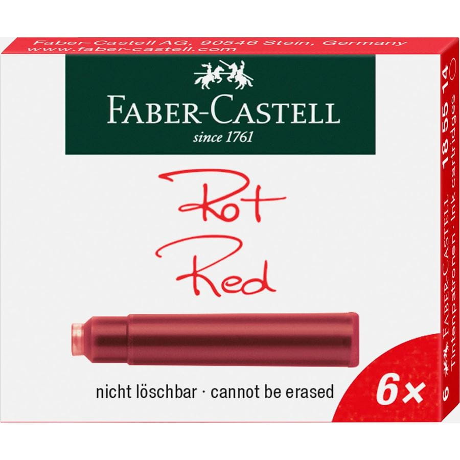 Faber-Castell - 6 cartouches d'encre rouge