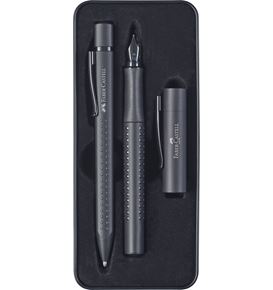 Faber-Castell - Grip Edition All Black, stylo-plume M et stylo-bille XB set