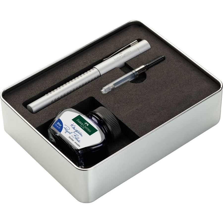 Faber-Castell - Set Grip 2011: Stylo-plume M + convertisseur + 30 ml d'encre