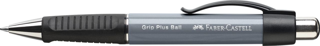 Faber-Castell - Stylo-bille Grip Plus Ball, gris pierre, M bleue