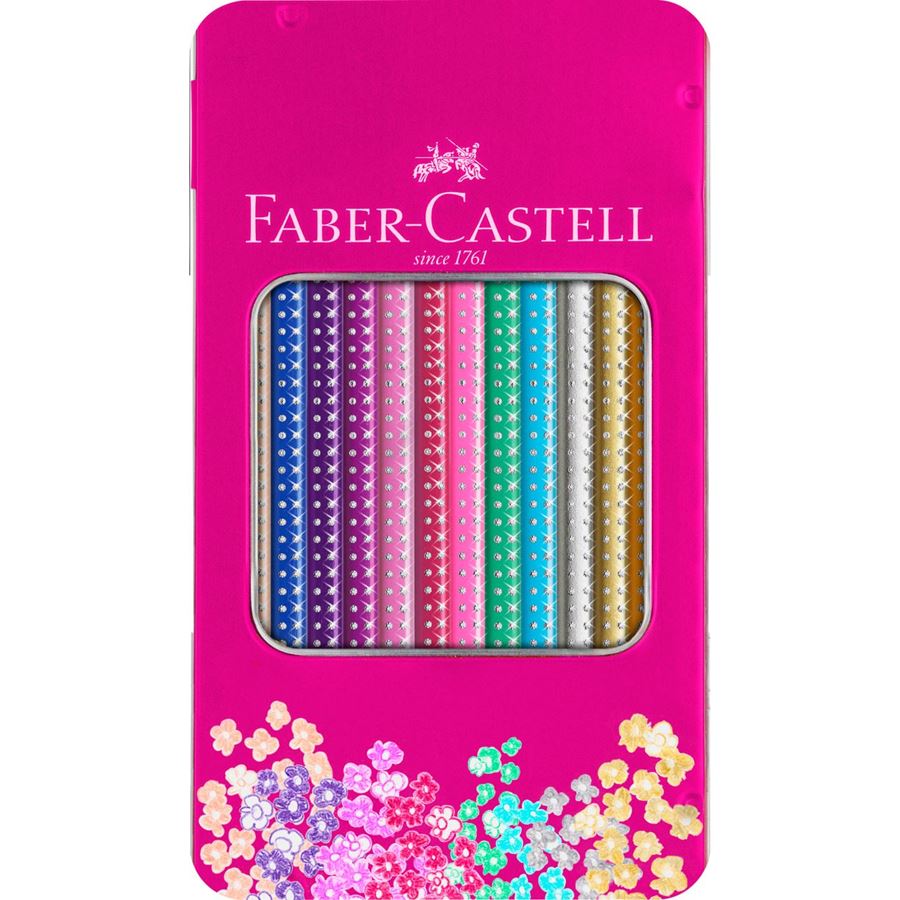 Faber-Castell - Crayons couleur Sparkle boîte métal 12x