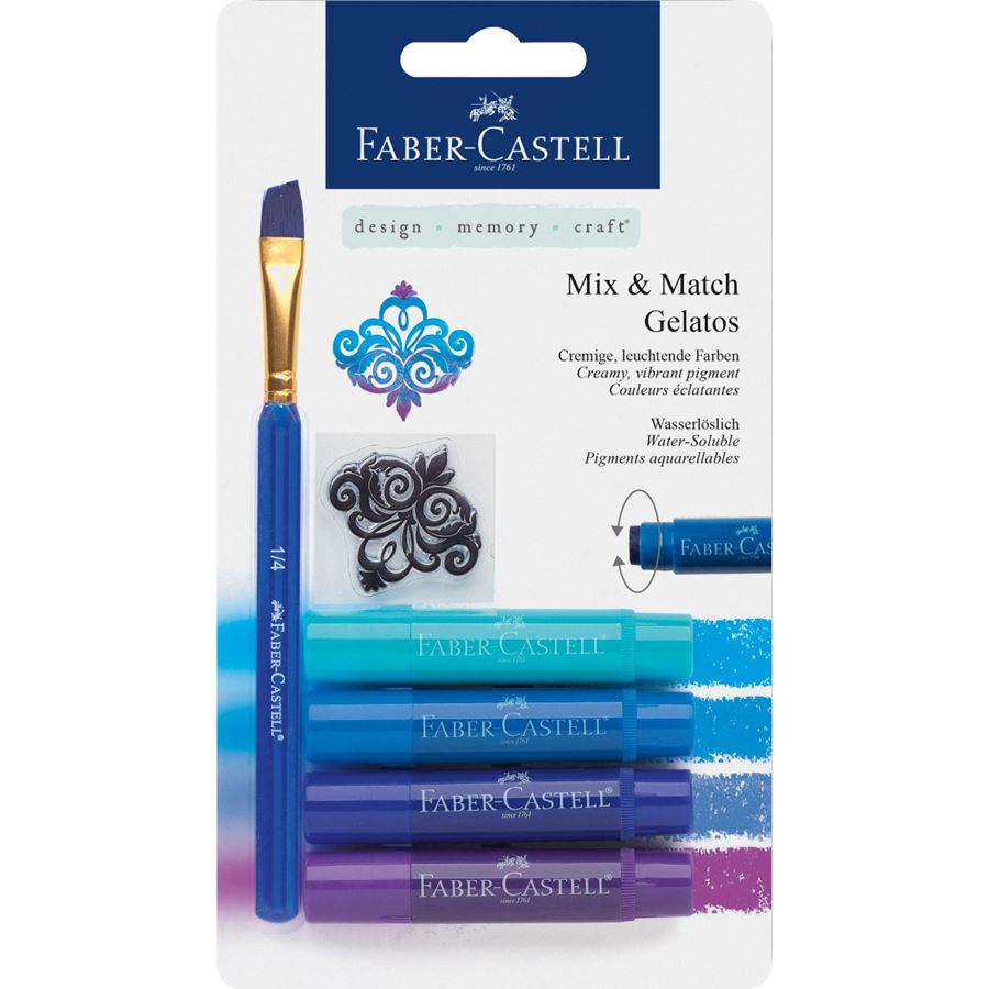 Faber-Castell - Blister de 4 craies Gelatos bleu