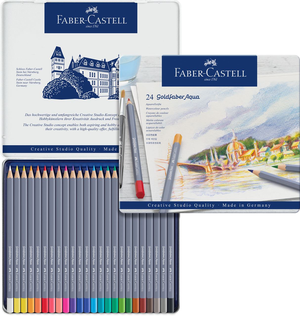 Faber-Castell - Crayon Goldfaber Aquarelle boîte métal de 24 pièces