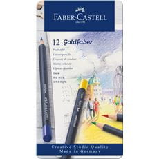 Faber-Castell - Crayon de couleur Goldfaber boîte métal de 12 pièces