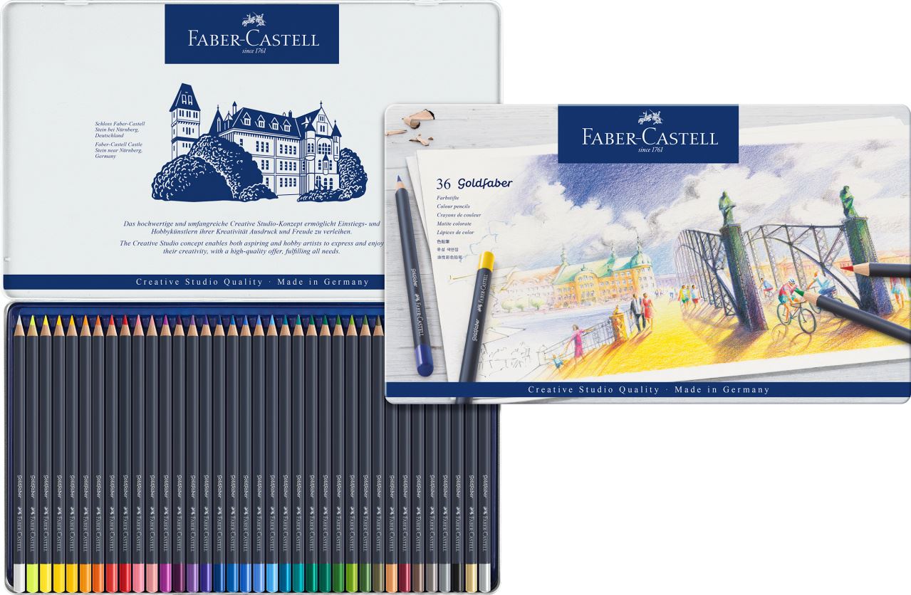 Faber-Castell - Crayon de couleur Goldfaber boîte métal de 36 pièces