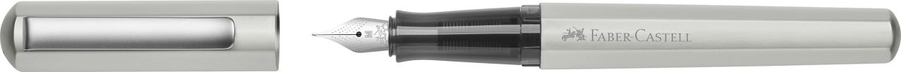 Faber-Castell - Stylo-plume Hexo argent mat, taille de plume moyenne