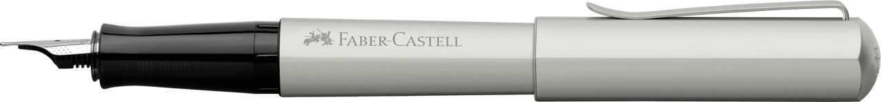 Faber-Castell - Stylo-plume Hexo argent mat, taille de plume moyenne