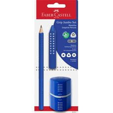 Faber-Castell - Set crayon graphite Grip Jumbo, bleu, 1 blister