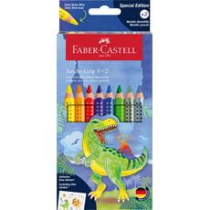 Faber-Castell - Jumbo Grip colour pencil Dino, cardboard wallet of 8+2