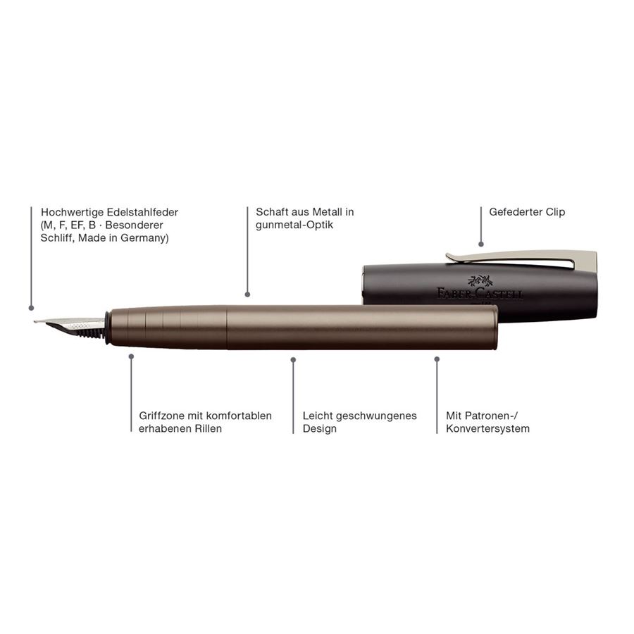 Faber-Castell - Stylo-plume Loom Gunmetal mat Moyen