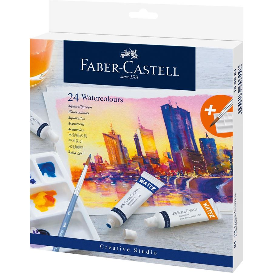 Faber-Castell - Peinture aquarelle, boîte de 24, avec palette incluse