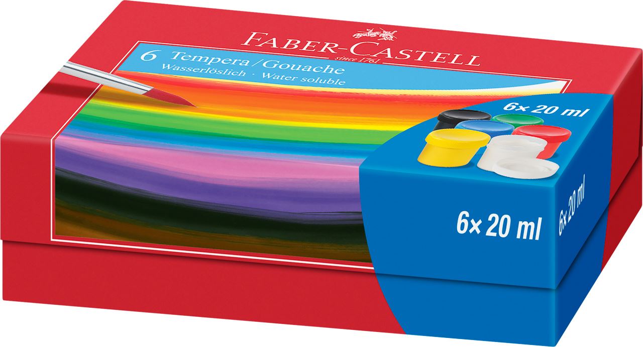 Faber-Castell - Gouache, 6 pots de 20 ml