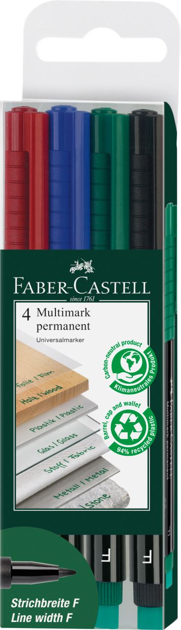 Faber-Castell - Feutre multiusage Multimark permanent F étui de 4