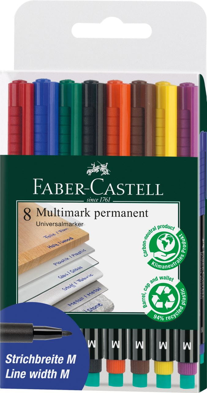 Faber-Castell - Feutre multiusage Multimark permanent M étui de 8
