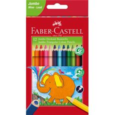 Faber-Castell - Crayon de couleur triangulaire Jumbo étui carton de 12 5.4mm