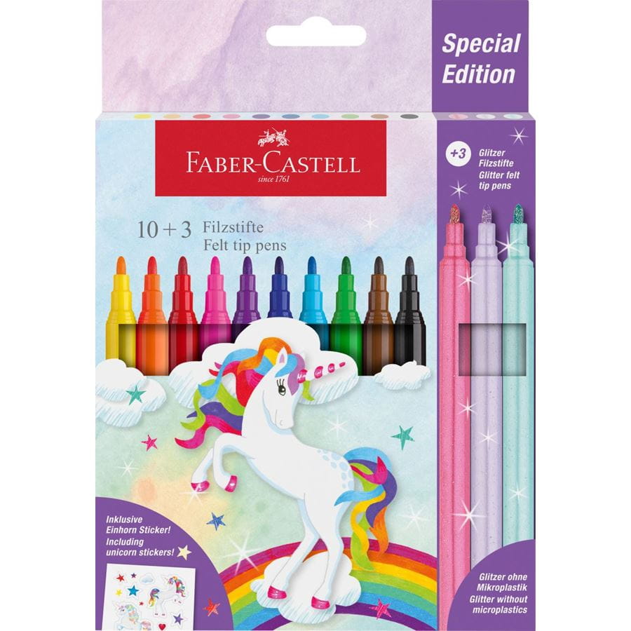 Faber-Castell - Feutres licorne, étui en carton de 13