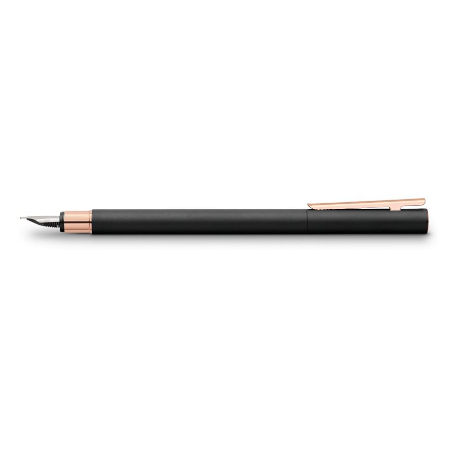 Faber-Castell - Stylo à plume Neo Slim métal noir, rose doré, extra-fin