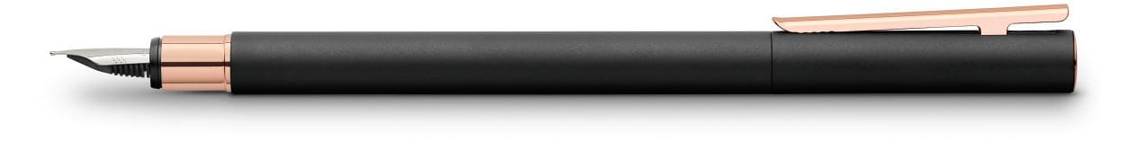 Faber-Castell - Stylo à plume Neo Slim métal noir, rose doré, large