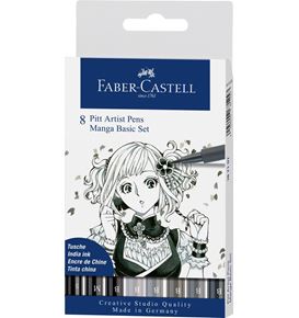 Faber-Castell - Feutre Pitt Artist Pen, boîte de 8, Manga