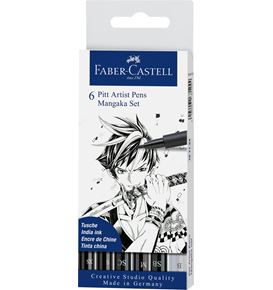 Faber-Castell - Feutre Pitt Artist Pen, boîte de 6, Mangaka