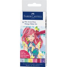Faber-Castell - Feutre Pitt Artist Pen, boîte de 6, Manga Shôjo