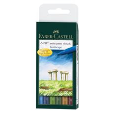 Faber-Castell - Feutre Pitt Artist Pen, boîte de 6, couleurs paysage