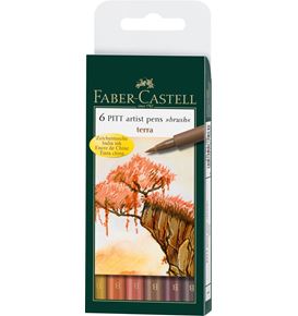 Faber-Castell - Feutre Pitt Artist Pen, boîte de 6, couleurs terre