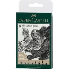 Faber-Castell - Feutre Pitt Artist Pen, boîte de 8 noir XXS/S/F/M/B/C/1.5/FH