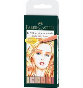 Faber-Castell - Feutre Pitt Artist Pen, boîte de 6, couleurs portrait clair