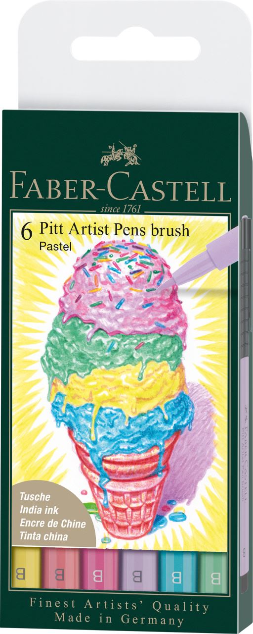 Faber-Castell - Feutre Pitt Artist Pen, boîte de 6, pastel
