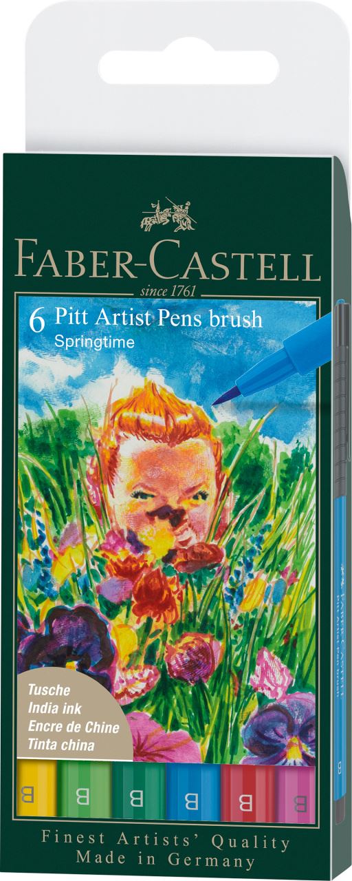 Faber-Castell - Feutre Pitt Artist Pen, boîte de 6, Springtime