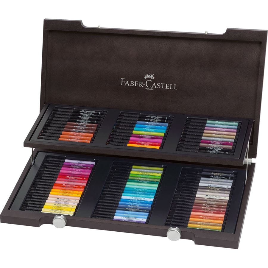 Faber-Castell - Feutres Pitt Artist Pen, coffret bois de 90