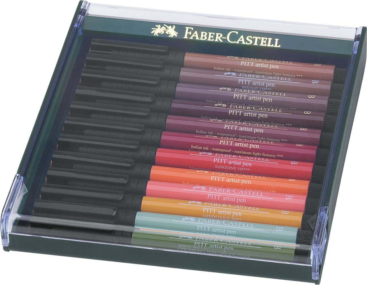 Faber-Castell - Feutres Pitt Artist Pen Brush, boîte de 12, couleurs terre