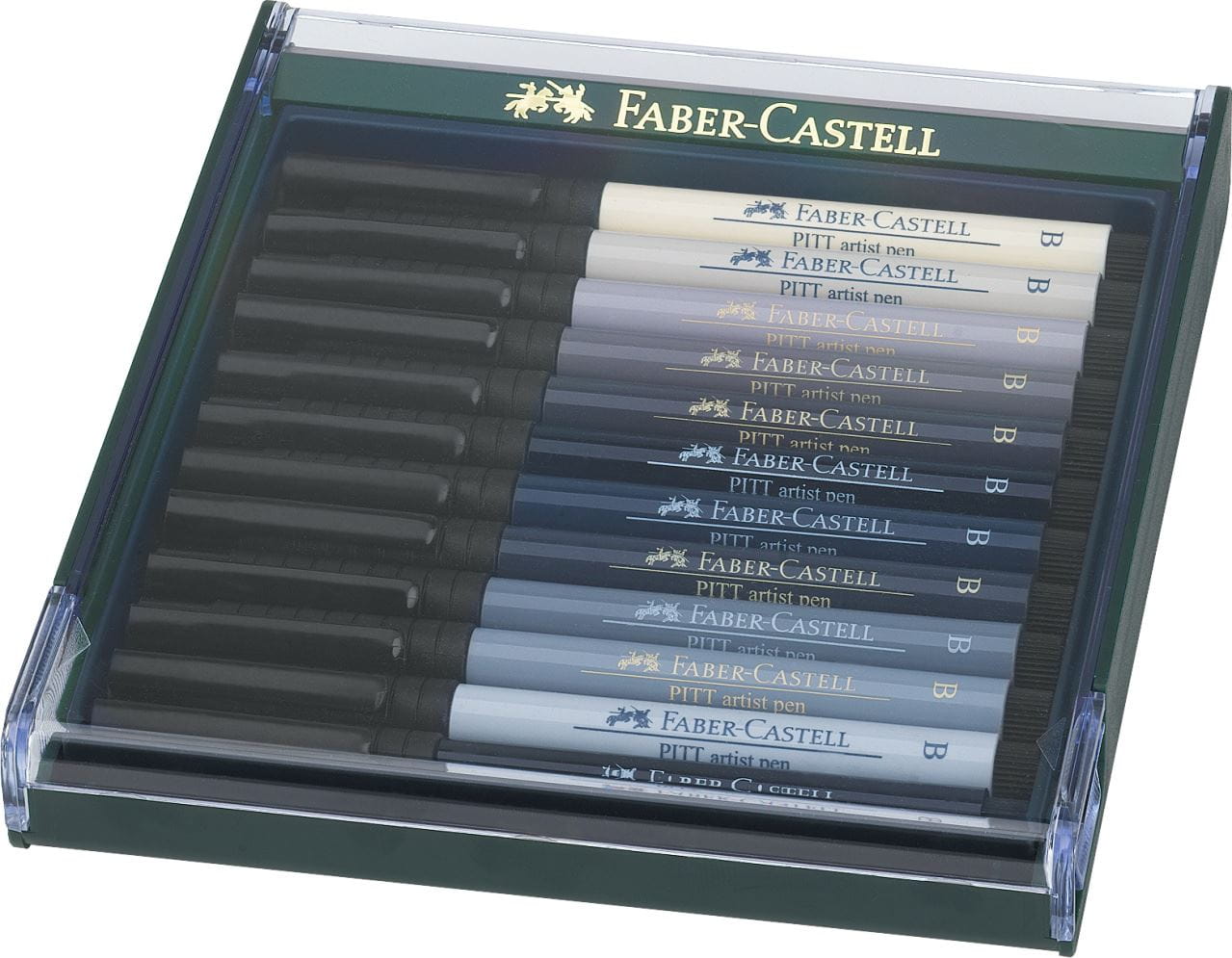 Faber-Castell - Feutres Pitt Artist Pen Brush, boîte de 12, nuances de gris