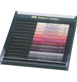 Faber-Castell - Feutres Pitt Artist Pen, boîte de 12, couleurs portrait