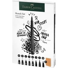 Faber-Castell - Feutre Pitt Artist Pen et Carnet de croquis, 9 pièces