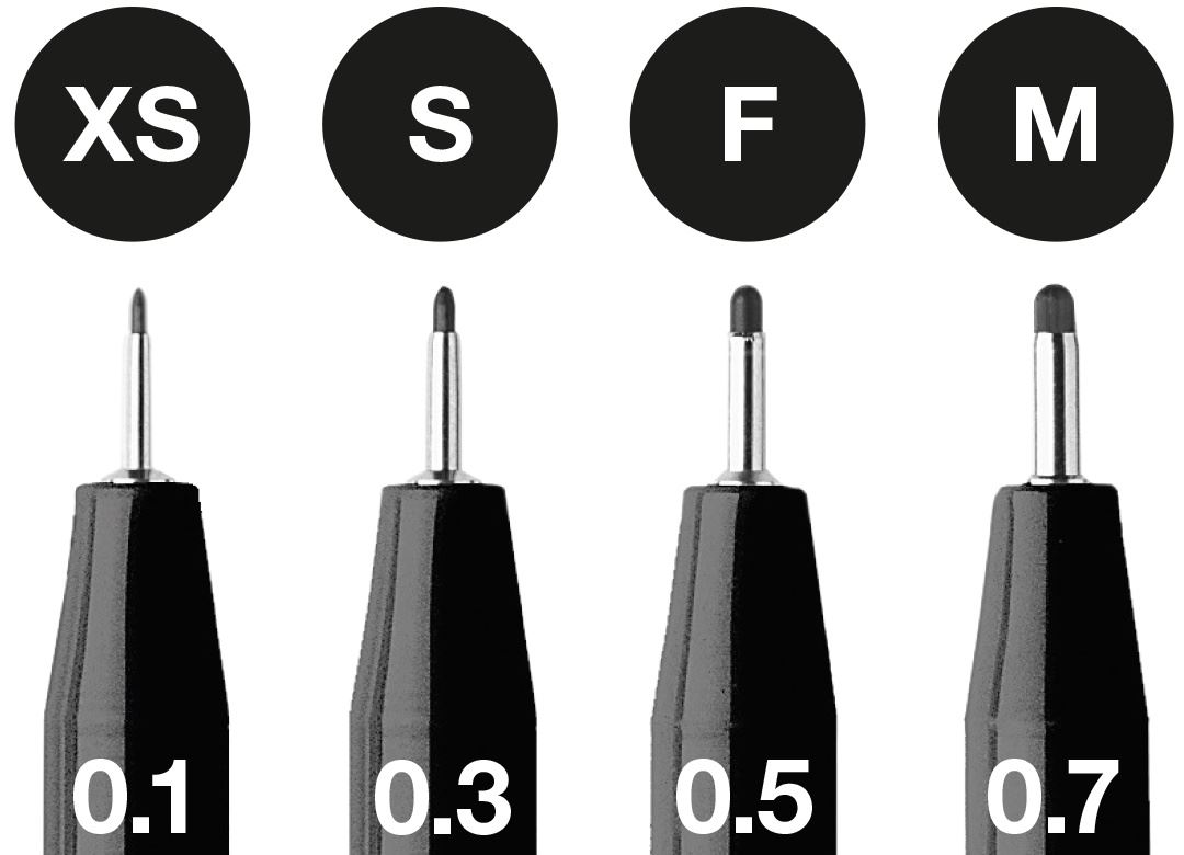 Faber-Castell - Feutre Pitt Artist Pen, boîte de 4, noir, XS/S/F/M
